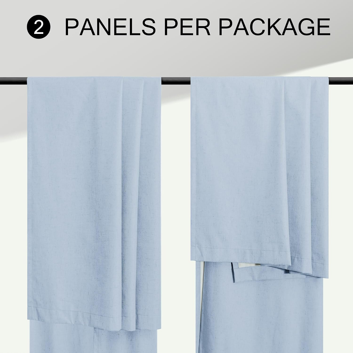 Light Blue Curtains 84 Inch Length for Bedroom 2 Panel Back Tab Pocket Pale Sky