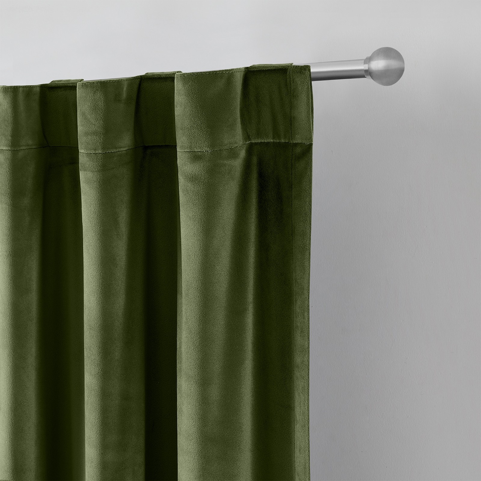 2 pack Dutch Velvet Solid 100% Blackout Single Curtain Panel, Green, 52″ Wx84″ L