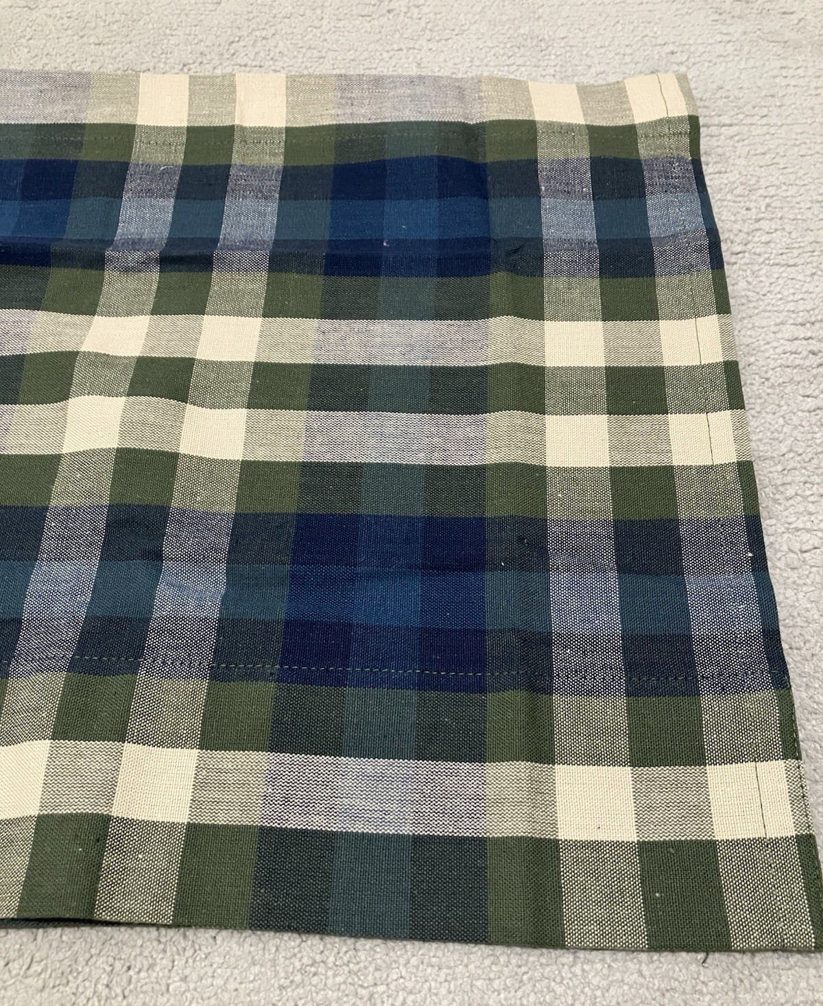 JCPenney Home Valance Bradley Stripe Plaid Valance Woven Cotton Blue Olive Green