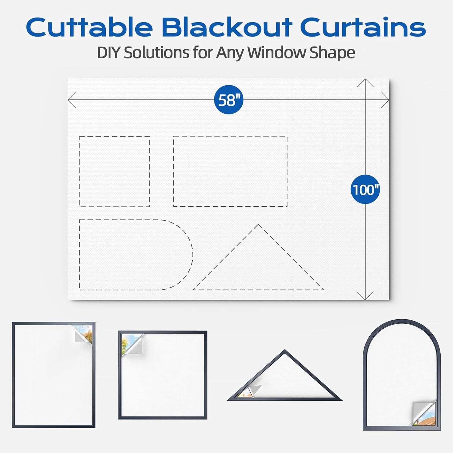 Customizable 100″x58″ Blackout Shades for Nurseries & Bedrooms – 20 Hook Set
