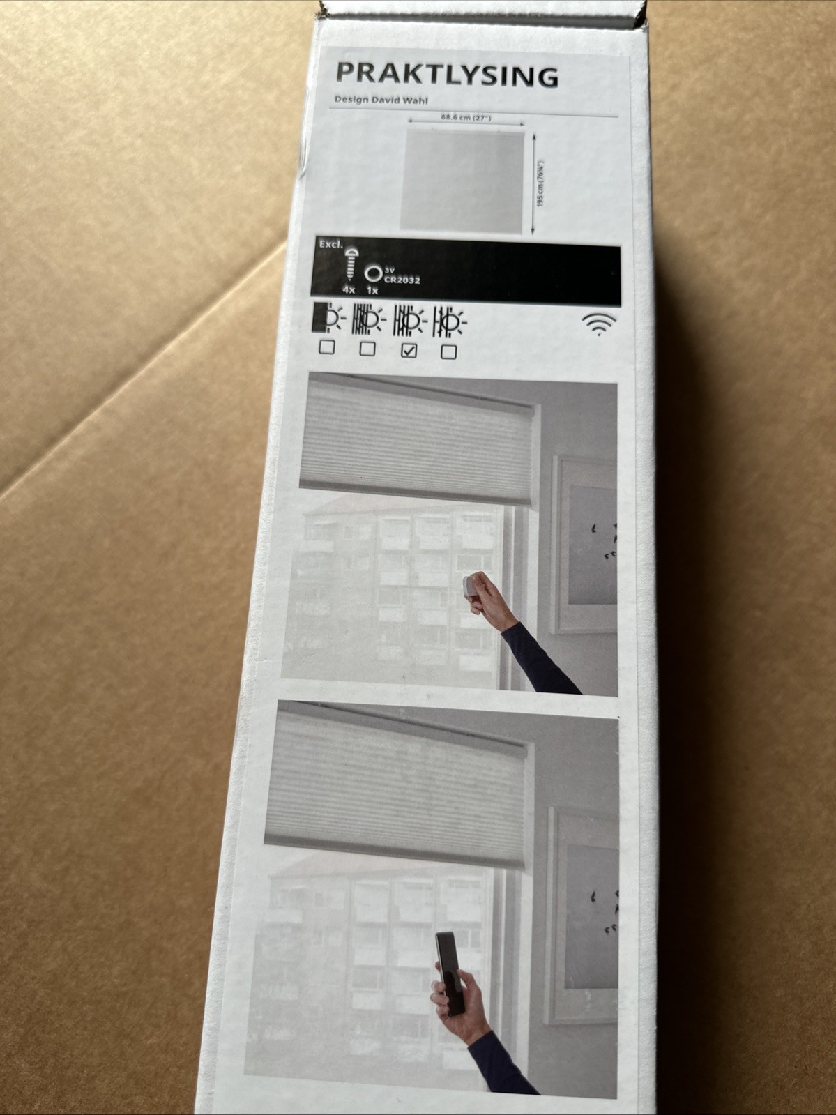 IKEA PRAKTLYSING Smart Cellular Blind 27×76¾” Wireless Battery White-NEW