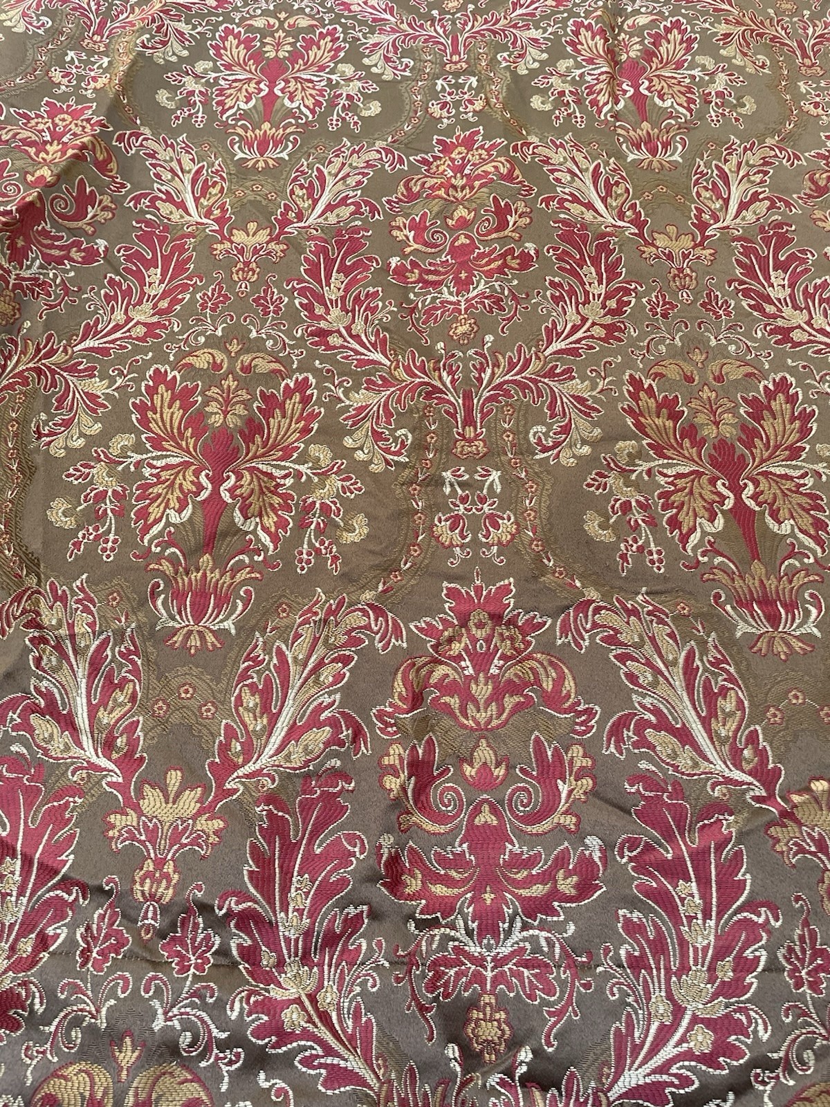 PAIR JC Penney Madden ELIZA Coffee Red Luxury Lined Curtain Drape Panels 108″L