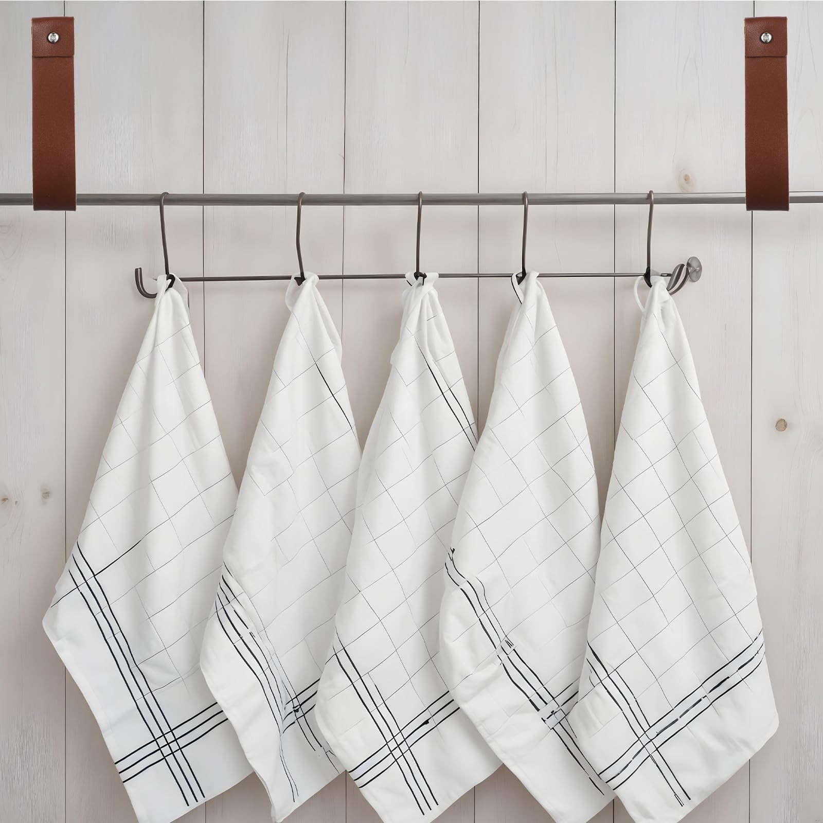 10pcs PU Leather Straps for Hanging Wall Hooks 1 x 4.7 Inches Curtain Rod Hol…