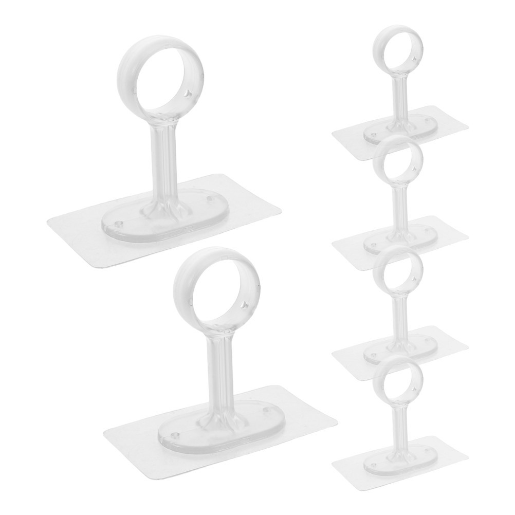 6Pcs Reusable ABS Ceiling Mounted Curtain Rod Brackets Transparent No Drilling