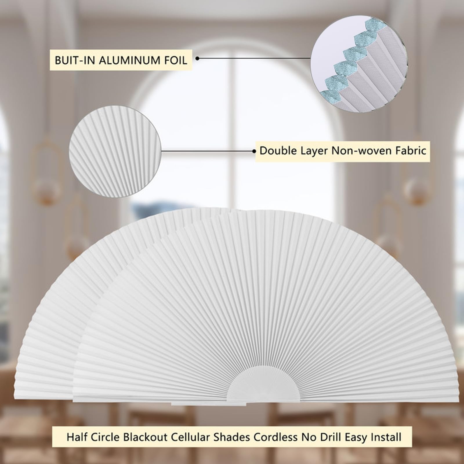 Arch Window Shade Blackout Cellular Shades Half Circle Moon Window Covering N…