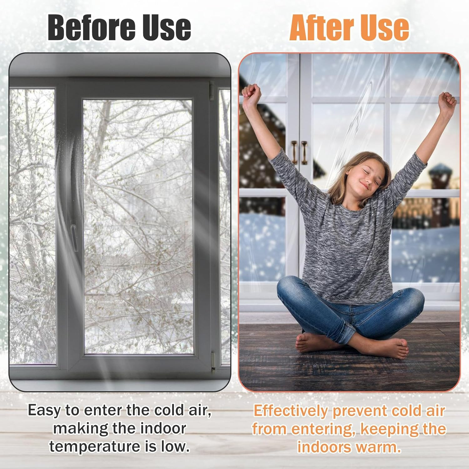 62×236In Window Insulation Kit for Winter- Thicken Indoor 5-Window Plastic for W