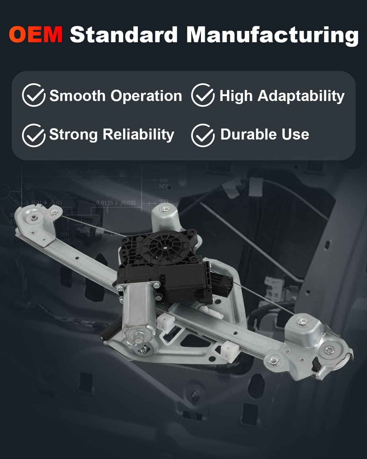 Power Window Regulator with Motor Rear Left Driver Side 2005-2011 Cadillac STS