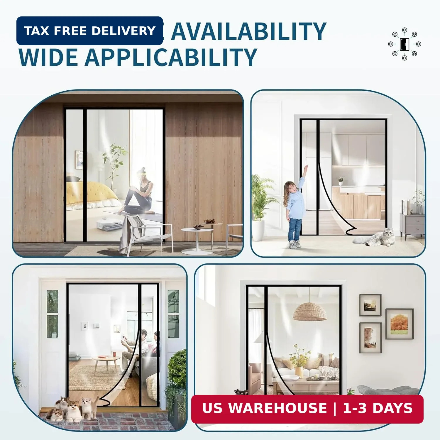 Transparent Insulated Door Curtains, Sunmoxia Reversible Left or Right Side Open