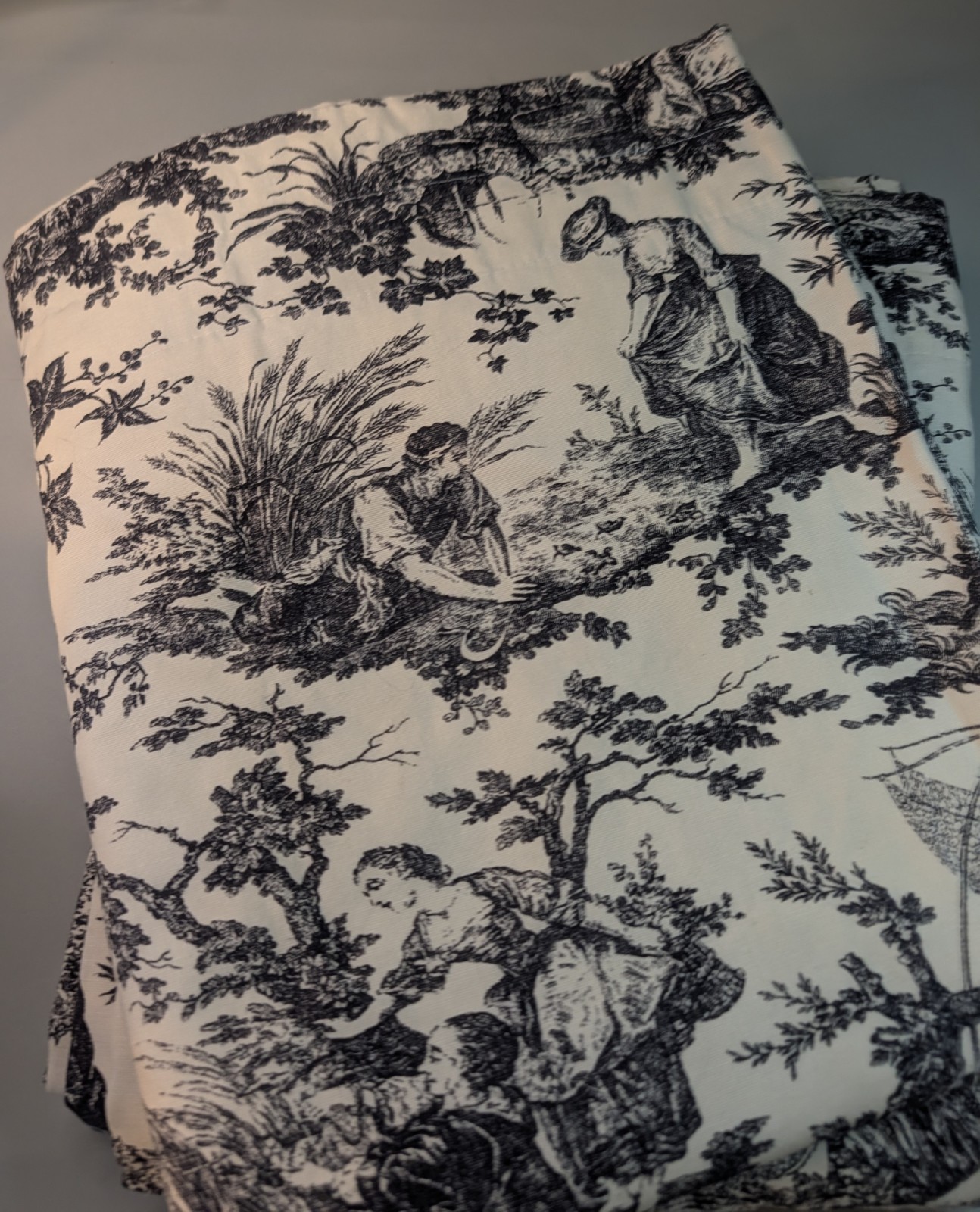 Country Life Blue White Toile Curtain Panels 49”x 64”