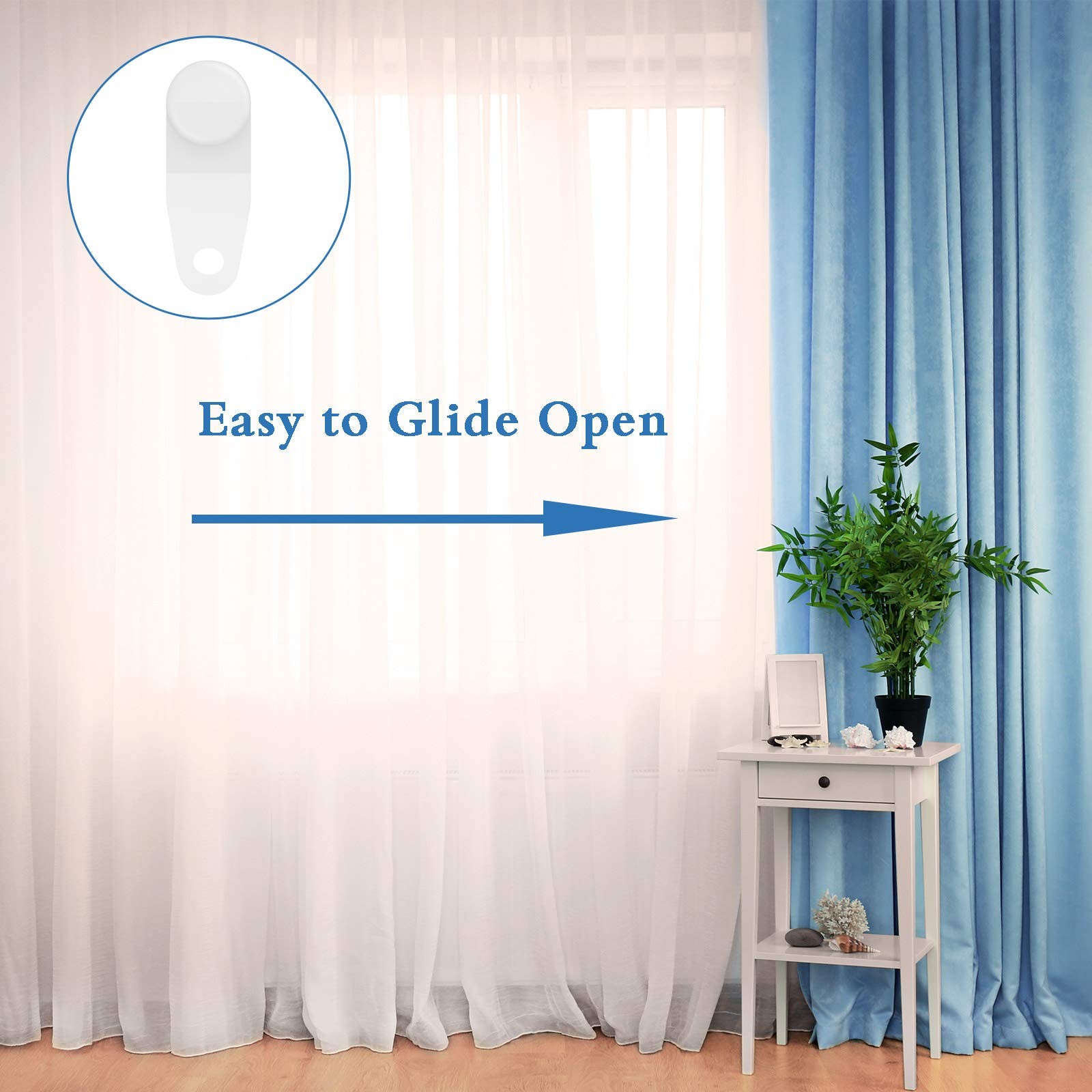 Patelai 100 Pieces Traverse Rod Slides Curtain 1.2 x 0.5 inches, White