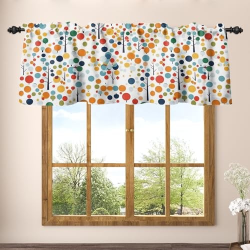 42 x 18 Inch Colorful Dots Valances Window 42″W x 18″L (Pack of 1) Red Blue