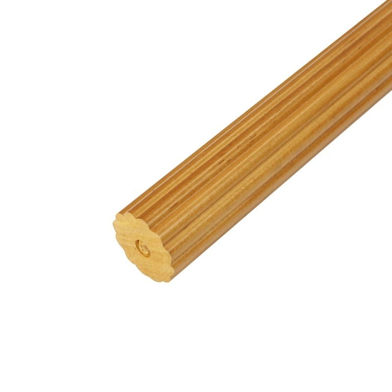 Natural Wood Curtain Rods Non-Telescoping Reeded Design Decorative Poles New