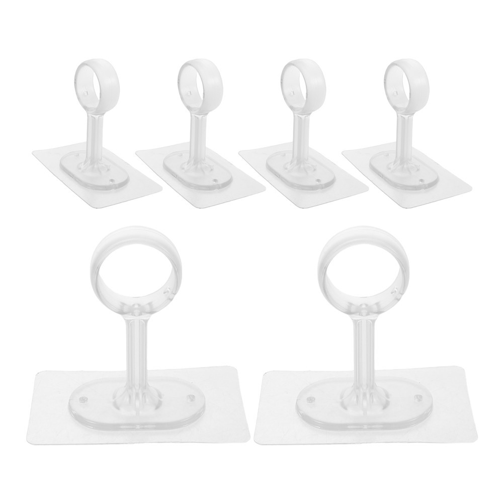 6Pcs Reusable ABS Ceiling Mounted Curtain Rod Brackets Transparent No Drilling