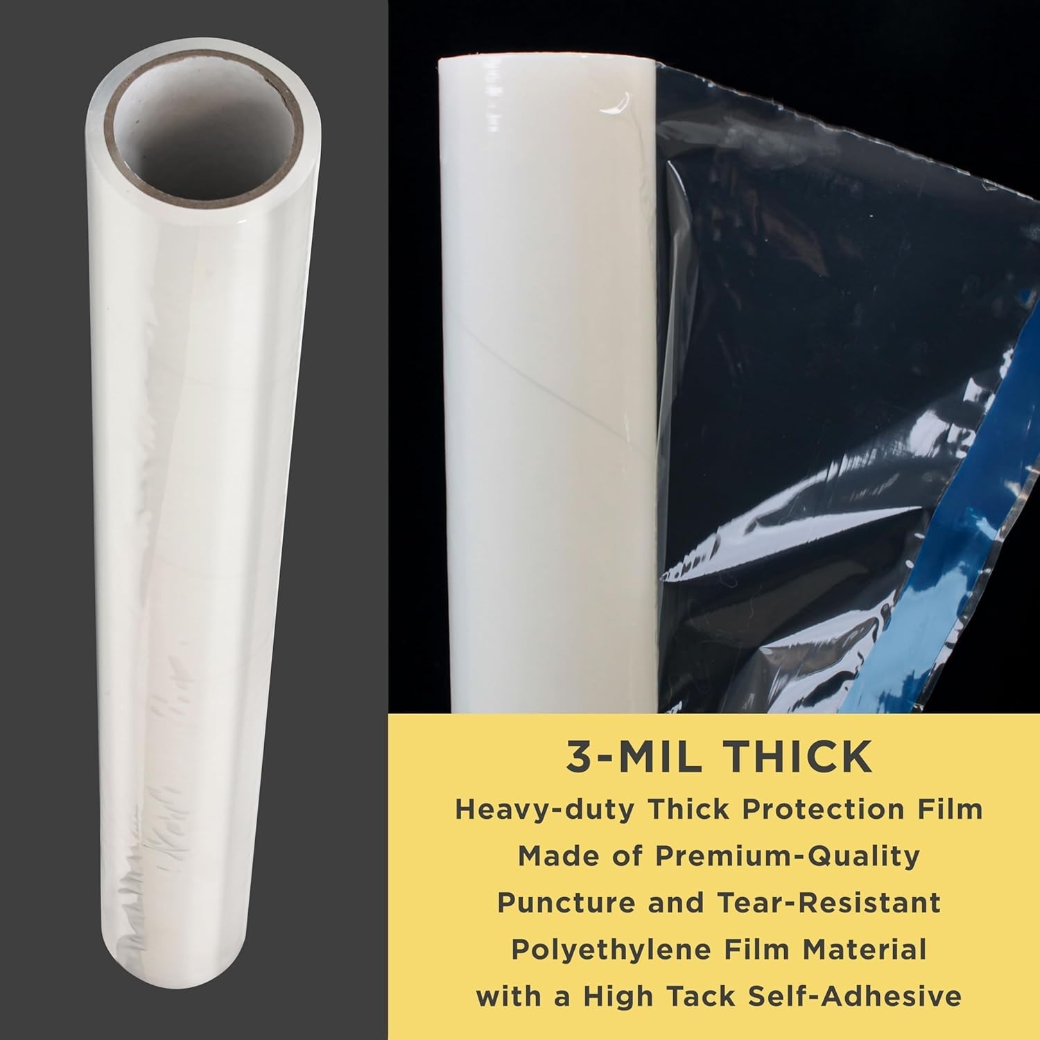 Heavy-Duty Clear Carpet Protector, 24in x 50ft Roll for Renovation Protection