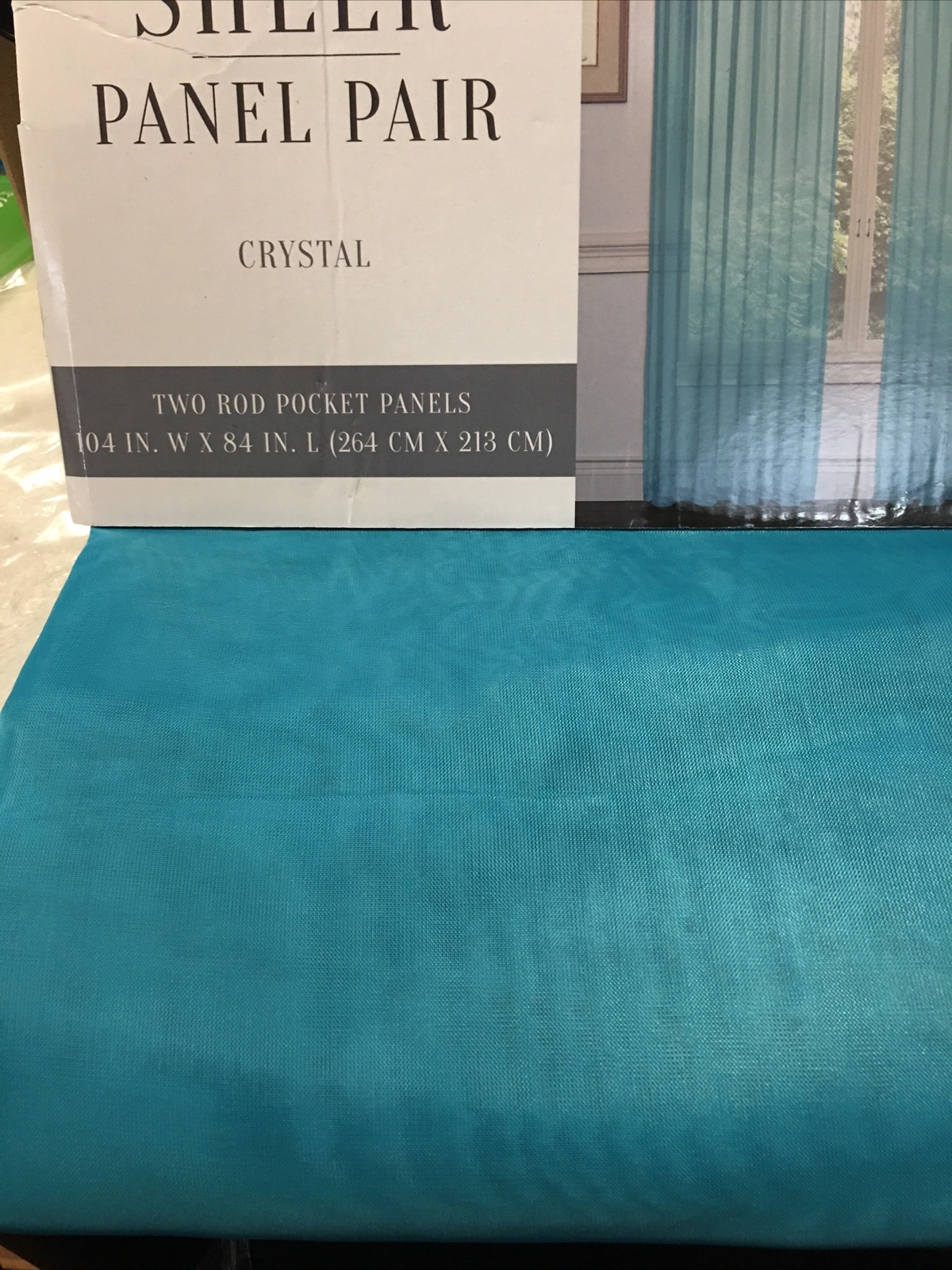 Crystal 2-Pack Sheer Rod Pocket Window Panel, Turquoise, 104×52 Inches Total