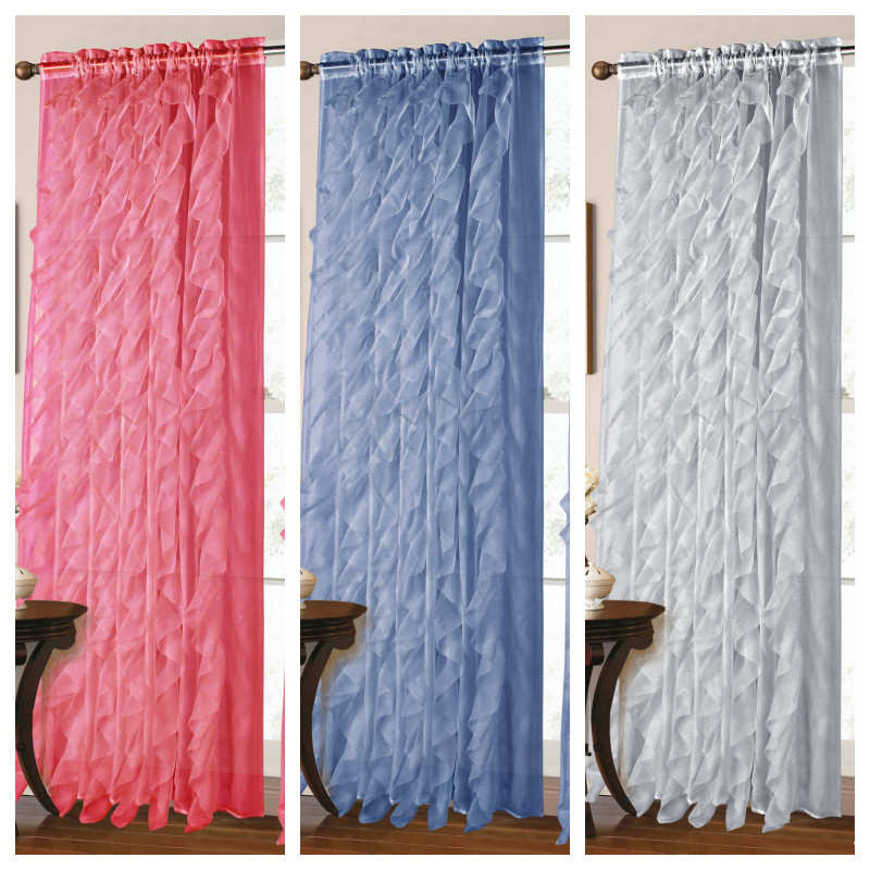 1PC VOILE SHEER CRUSHED RUFFLE WINDOW DRESSING CURTAIN PANEL STANDARD LENGTH