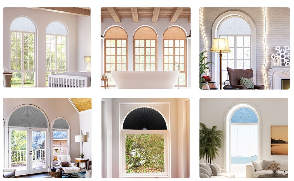 Arch Window Shade Radius 24 inch Half Circle Arched Non-Woven Stick on Cut to