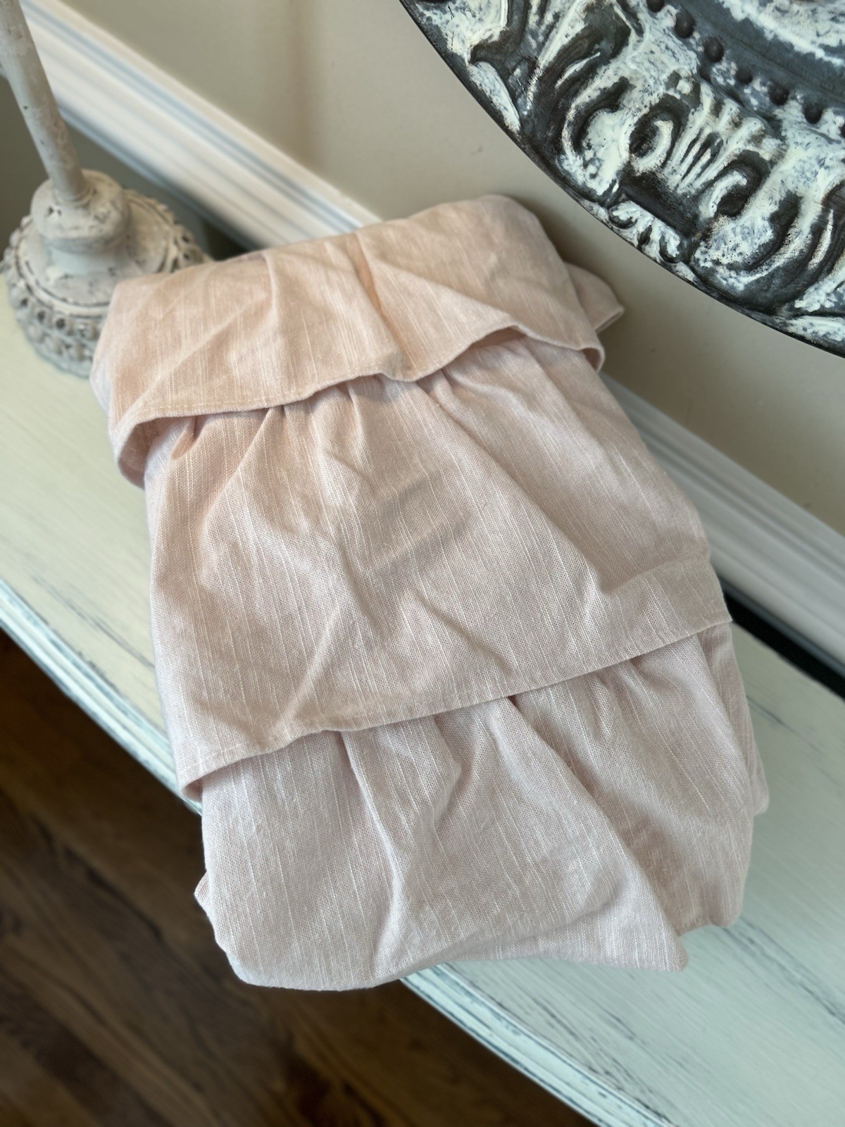 Pottery Barn Kids Evelyn Ruffle Bottom Blackout Curtain (1) 44”x96” Blush USED