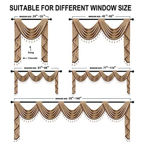 ELKCA Coffee Chenille Waterfall Valance Set – 2 Sw