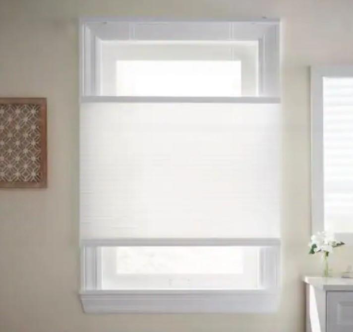 Snow Drift White Top Down Bottom Up Light Filtering Cellular Shade 34.75″W x 48″