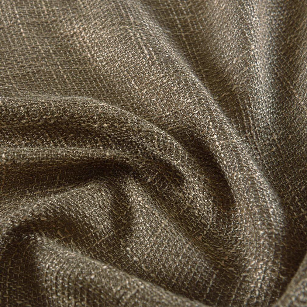 Soft Burlap Natural Tan Rod Pocket Window Curtain Panels for Living Room Patio D