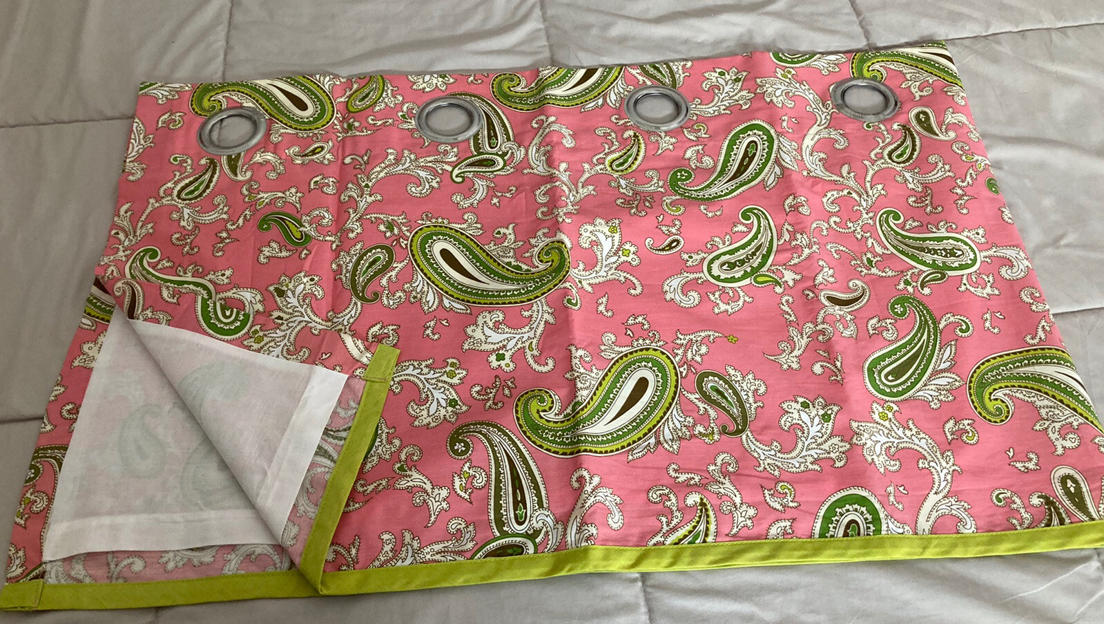 Echo Pink Lime Green Paisley Curtain Valance 100% Cotton Lined 60” L x 20” W
