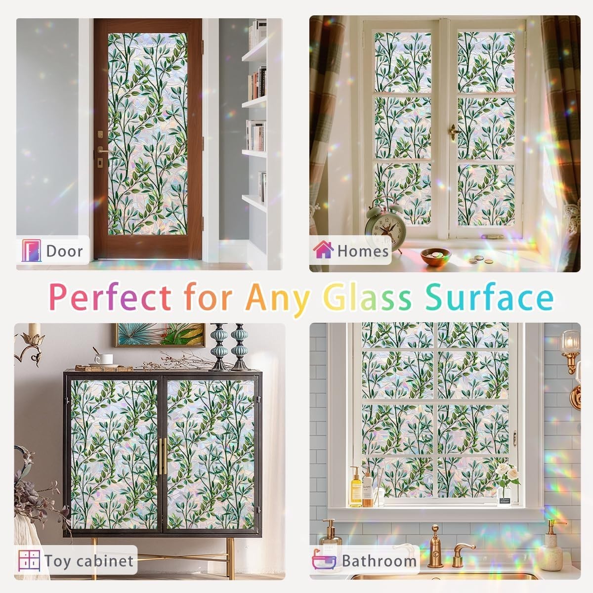 Eco-Friendly Leaf Pattern Window Film – 17.5 x 78.7 Inch Privacy Solution