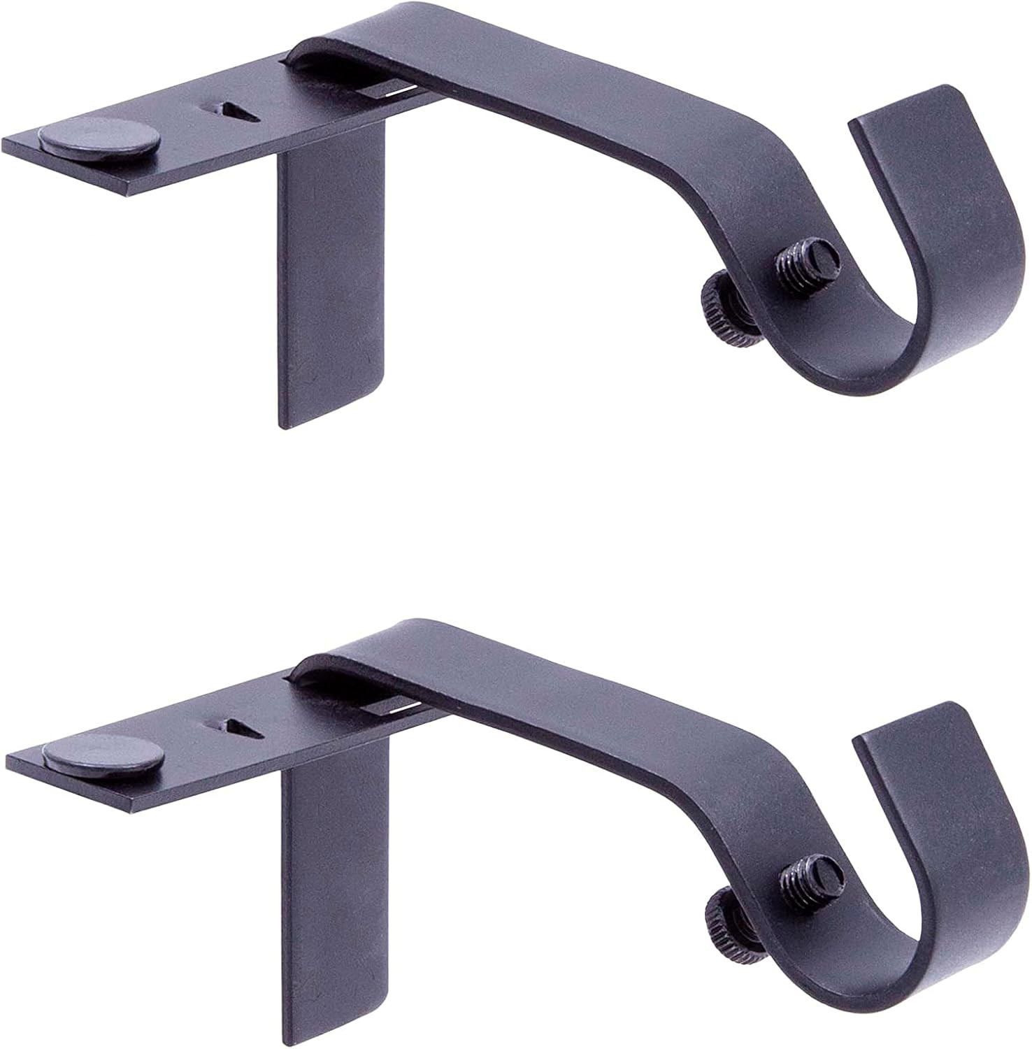 Fast Fit 5/8″ No Measure Curtain Rod Brackets, Matte Black