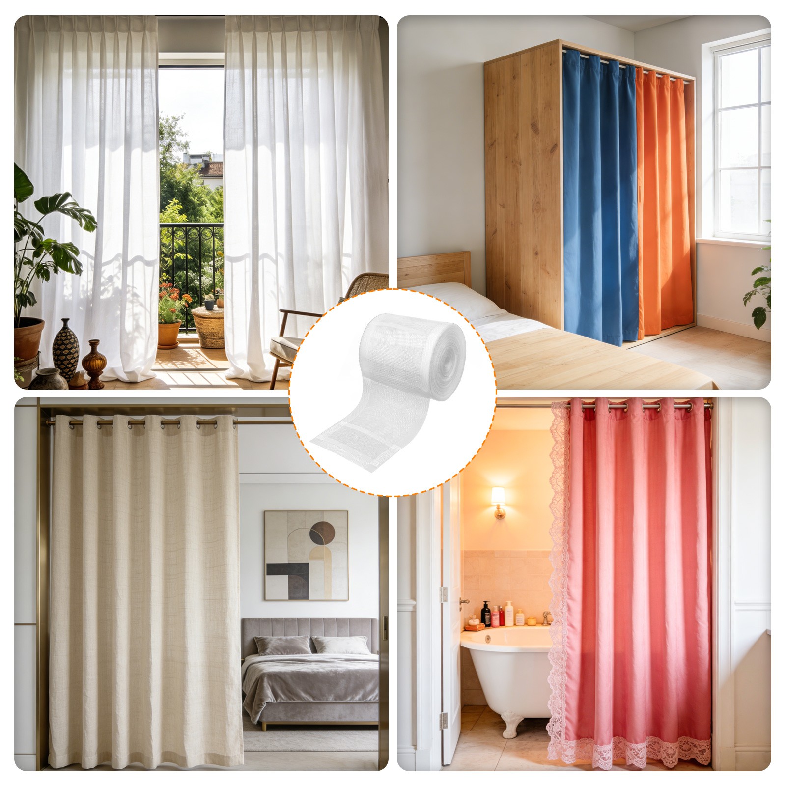 13.12 Yards Translucent Pleated Curtain Rod Tape Sewing Accessory for DIY Lover