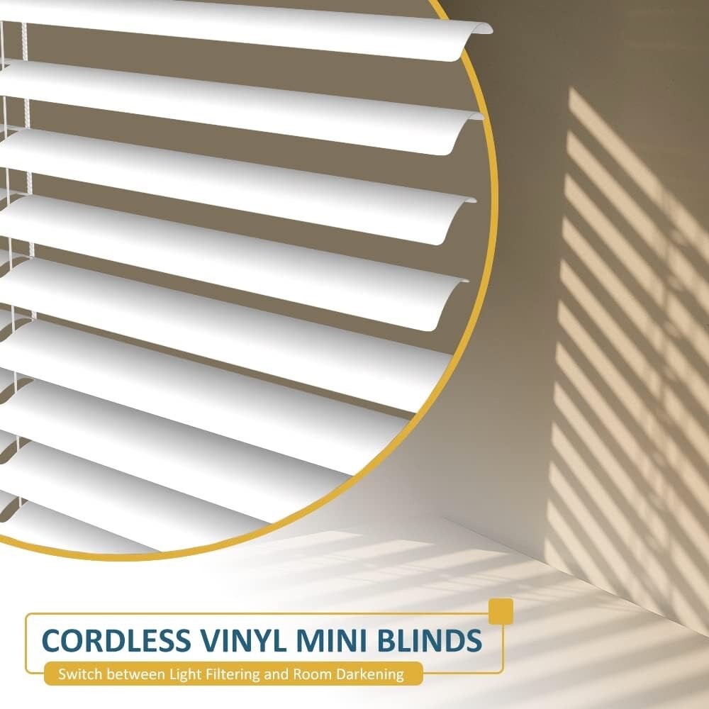 Mini Blinds for Windows Cordless Vinyl Venetian Blinds Anti-UV Waterproof shades