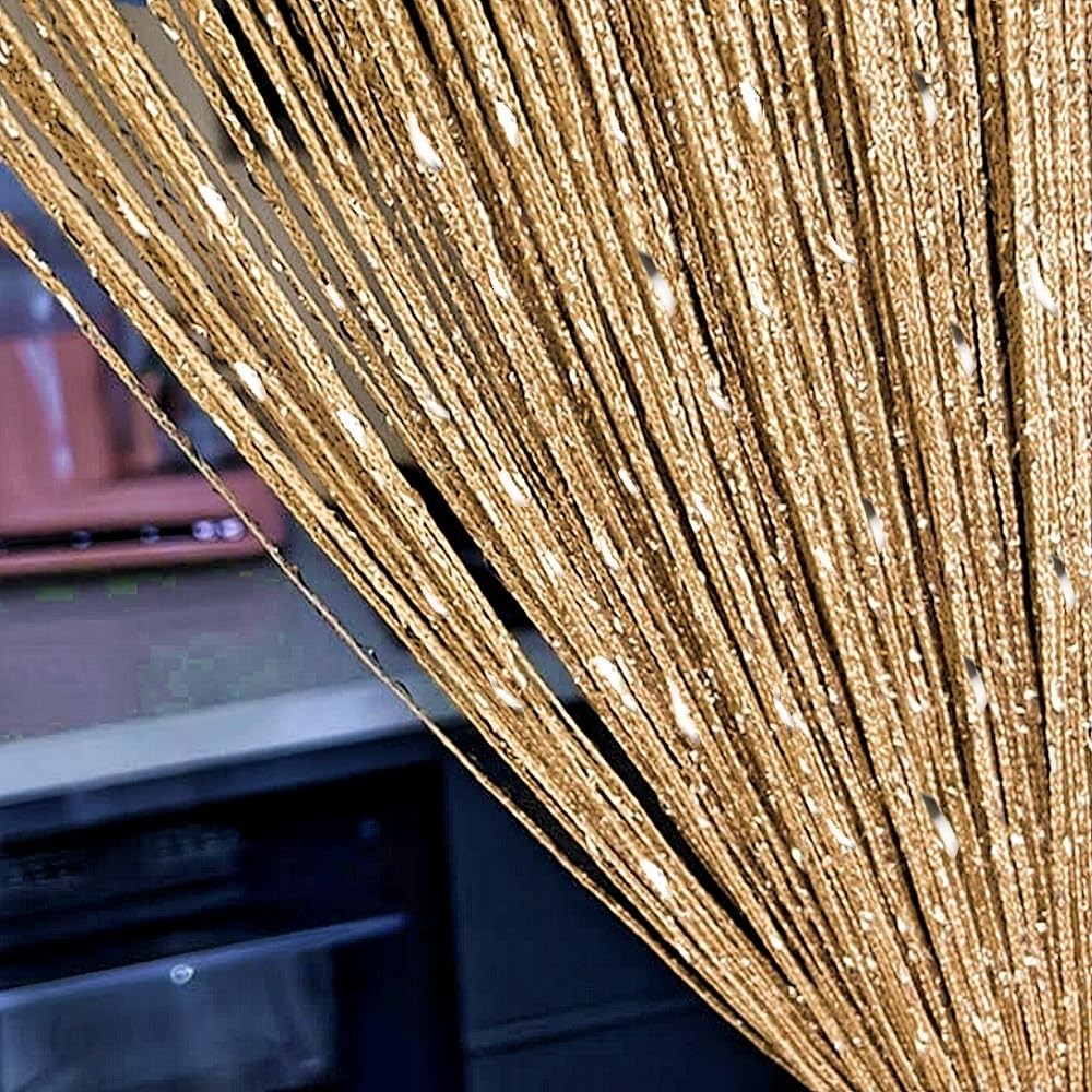 ave split Decorative Door String 39.3″W x 78.7″L (Pack of 1), Champagne