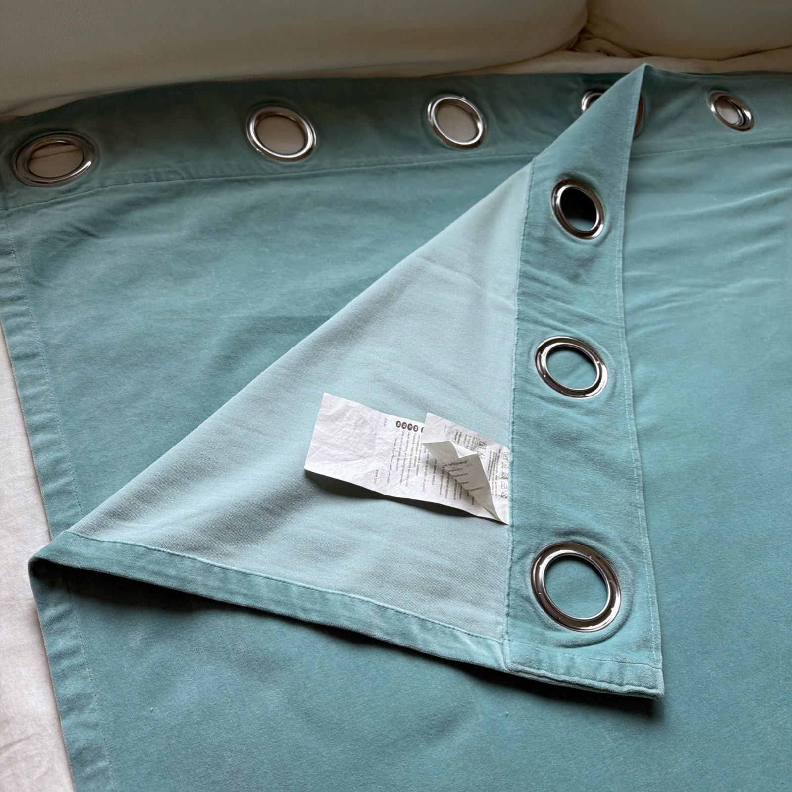 IKEA Sanela Velvet Curtains 2 Panels 100% Cotton Aqua 55×98 60418905