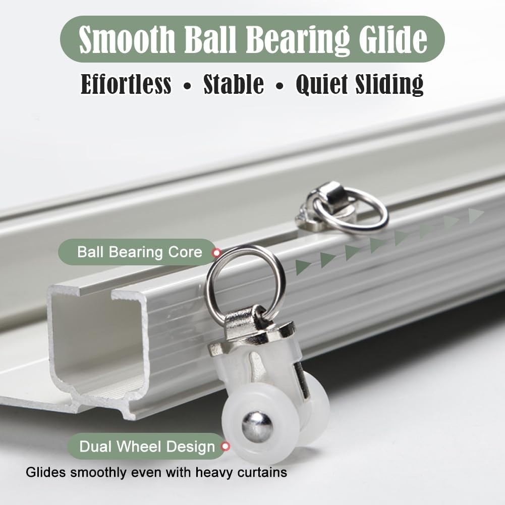(2- pack) Z-line Heavy-Duty Curtain Track Ceiling Mounting (White 6.6ft) x 2