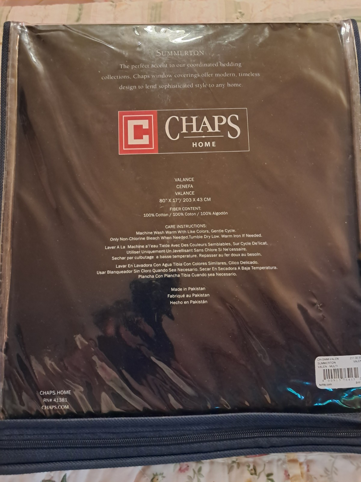 NEW CHAPS RALPH LAUREN SUMMERTON VALANCE – 80″ x 17″ – BROWN PLAID EDGING
