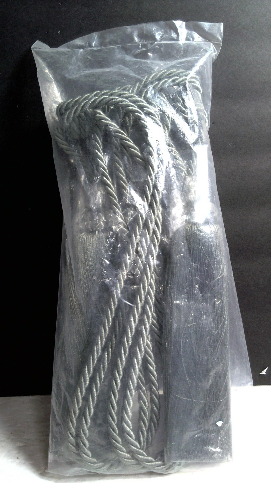 Malointex Cord Tassels 2 Pack Gray Acrylic Curtain Tiebacks Handmade India