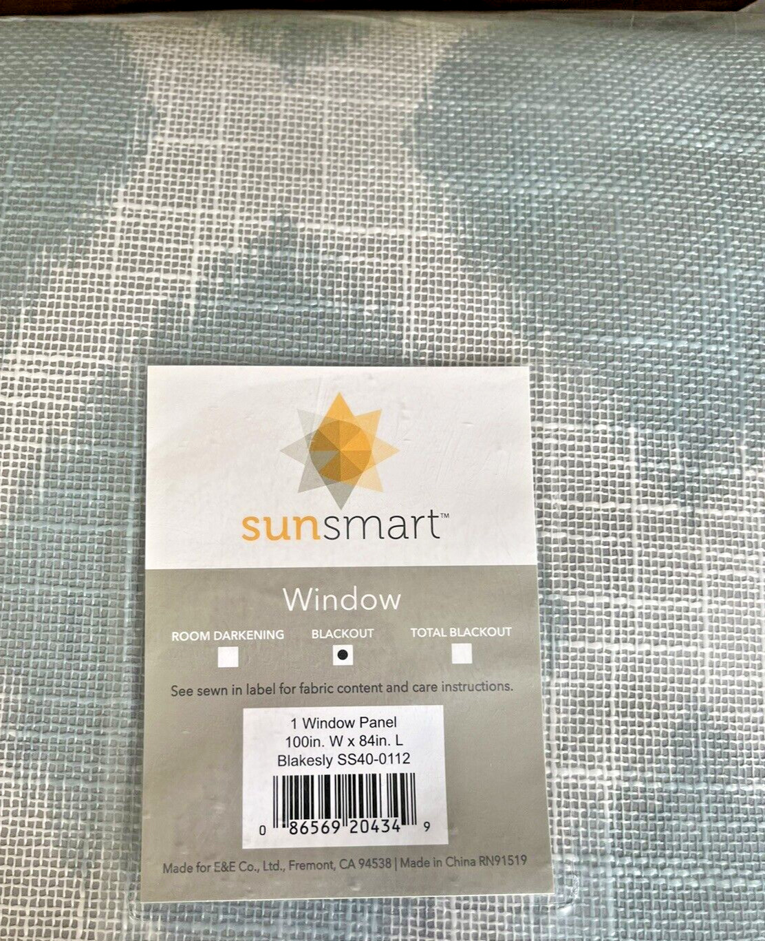 Patio Panel, SunSmart Blakesly Ikat Blackout Curtain 100″x84″ Blue, Grommet NEW