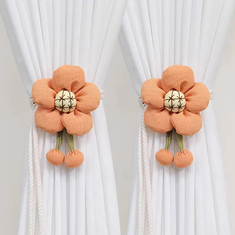 Pair of cartoon flower curtain straps, simple children’s room decoration gauze c
