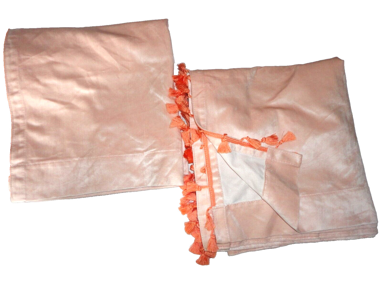 TARGET OPAL HOUSE BLUSH/ORANGE VELVET BOHO (2) PANELS CURTAINS 53×80