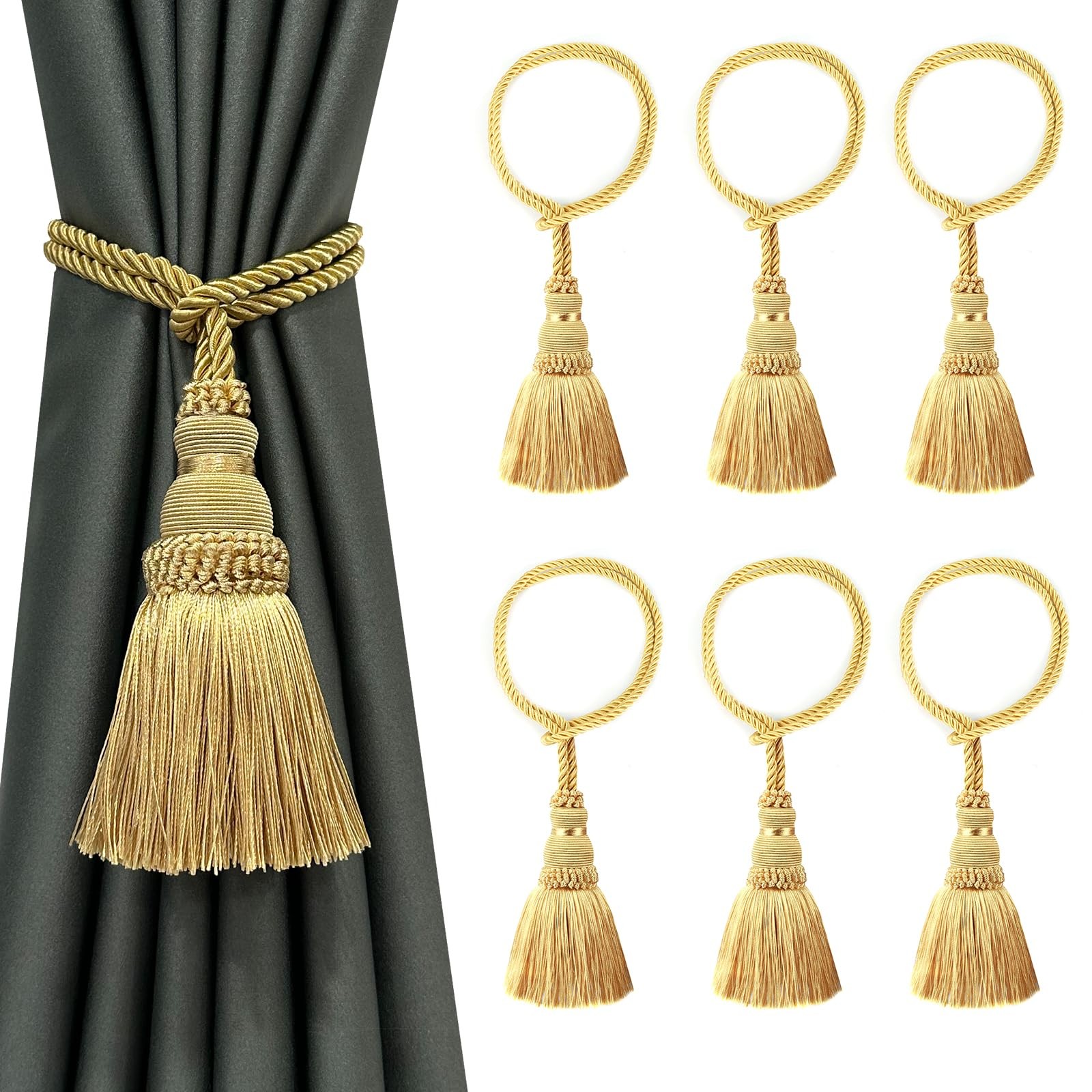 6 Pack Curtain Tie Backs Rope Tassels for Curtains Drape tiebacks Handmade Ou…