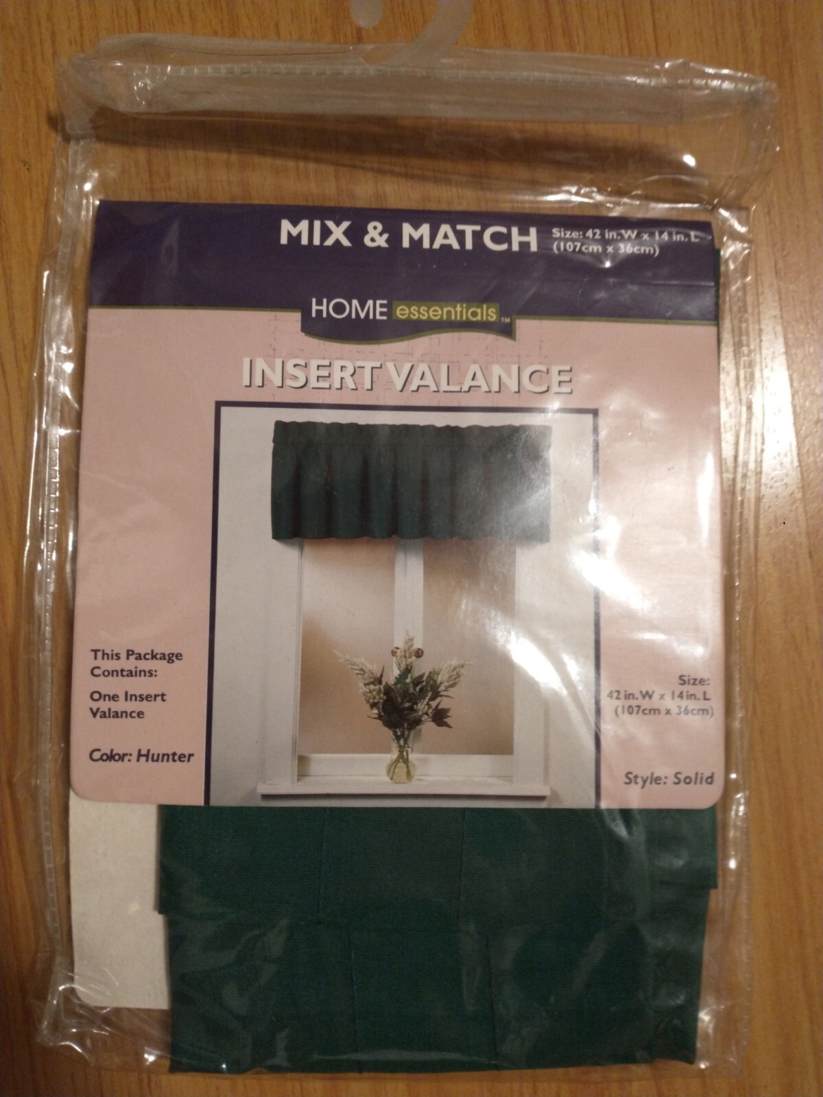 NEW Vintage Hunter Green K Mart Home Essentials Window Valance 42” X 14” Insert