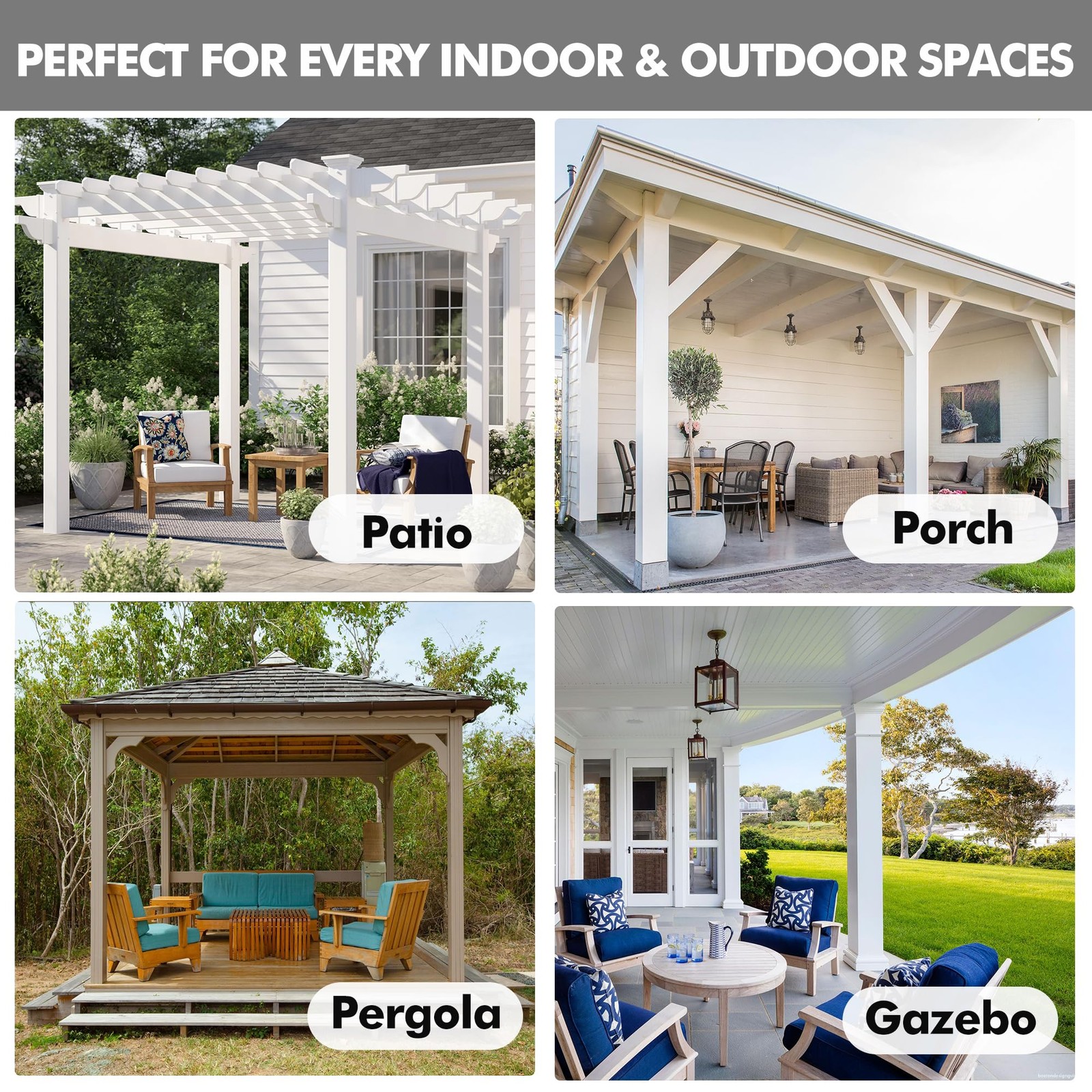 Outdoor Curtains for Patio Waterproof-4 Panels Linen Gazebo Curtains 54″x84″-…