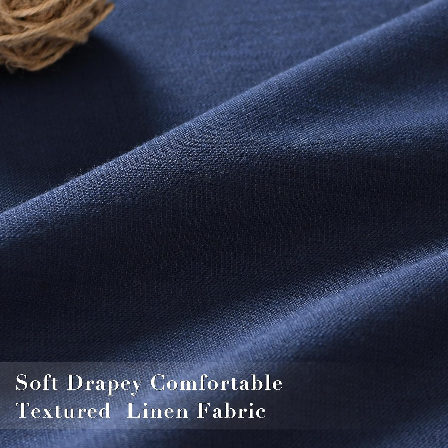 100% Blackout Extra Long Linen Curtains 120 Inches Long for Bedroom Black Out Cu