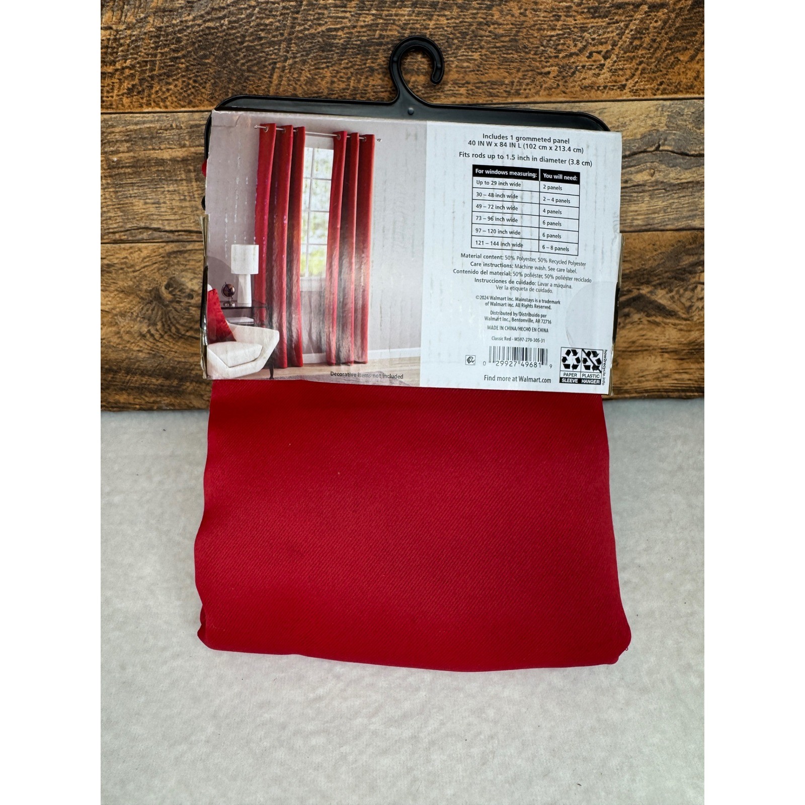 Mainstays Blackout Curtain Panel MS97-270-305-31 40×84 Red Grommet Window NEW