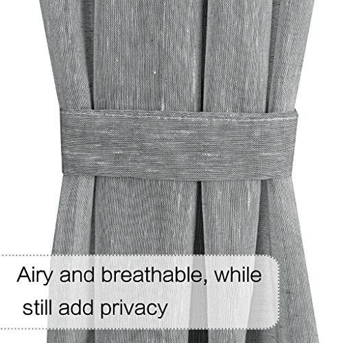 Front Door Curtain Soft Linen Weave Pattern Door Shade for 52″W x 72″L Grey