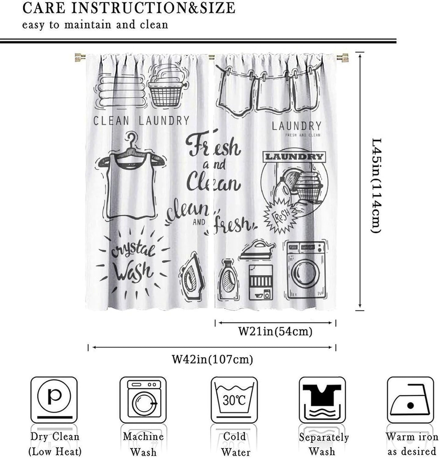 Laundry Room Window Curtains – Minimalist Printed Design for Utility Spaces & La