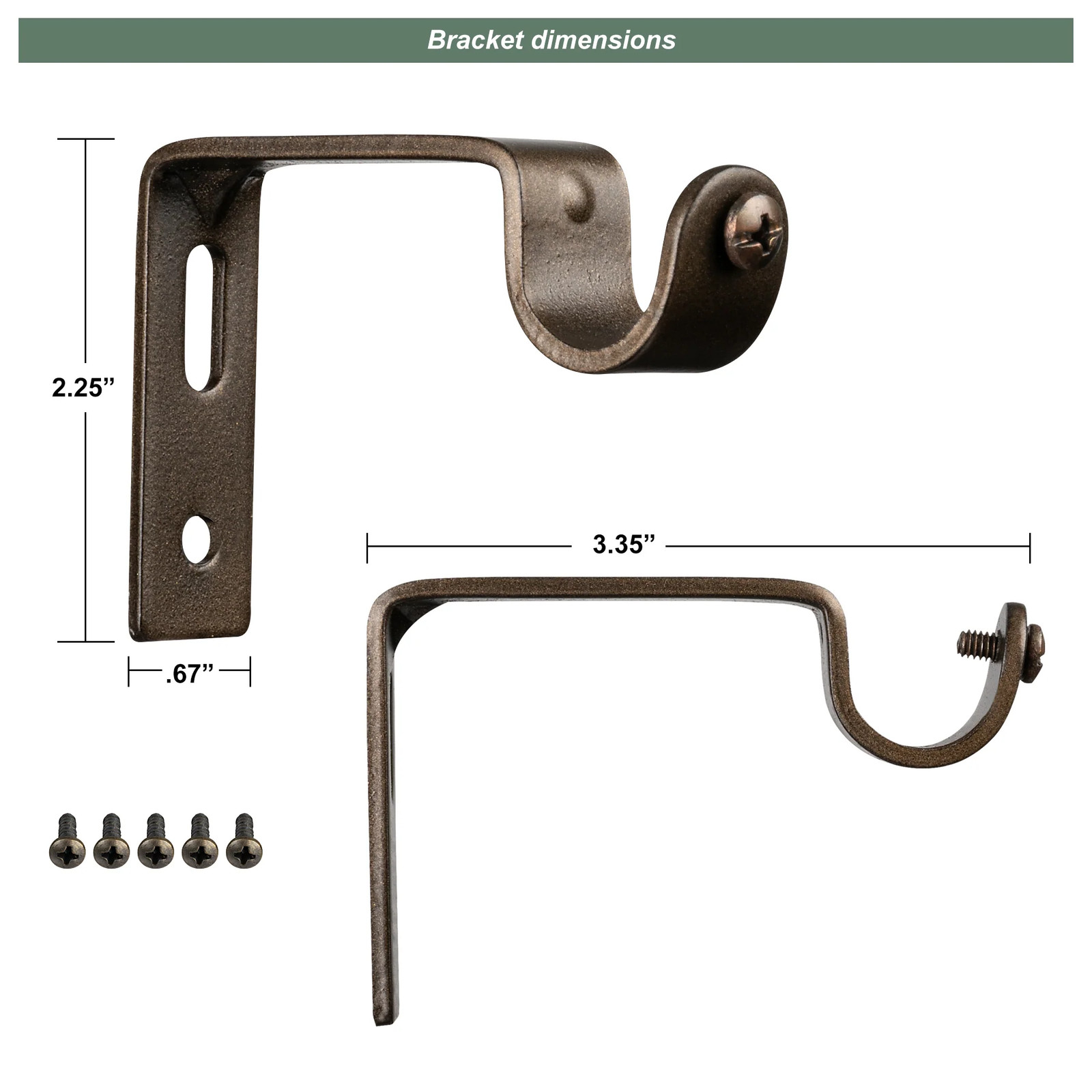 Asher Farmhouse Rustic Walnut Bronze Finish Curtain Rods Set