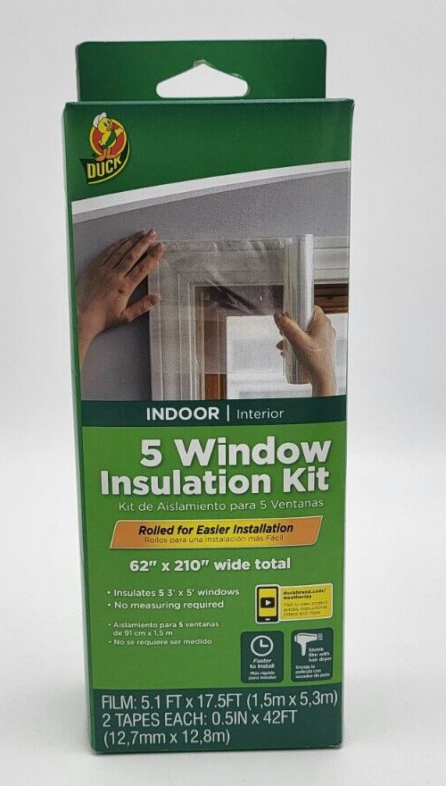 Duck Indoor Window Insulation Kit 5 Count 62″x210″ Wide Total – New