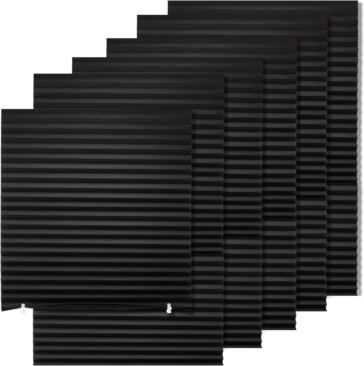 6 Pack Temporary Light Filtering Paper Shades for Windows,Paper Pleated Blinds w
