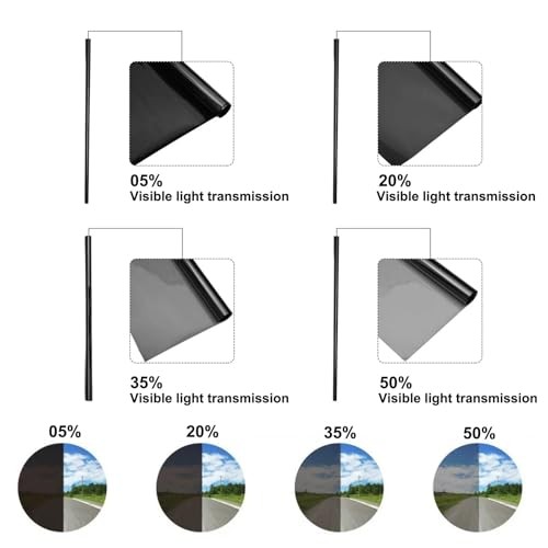 Car Window Tint Film – 5% 20% 35% 50% VLT Options, UV & Heat 24in x 15ft 5%vlt