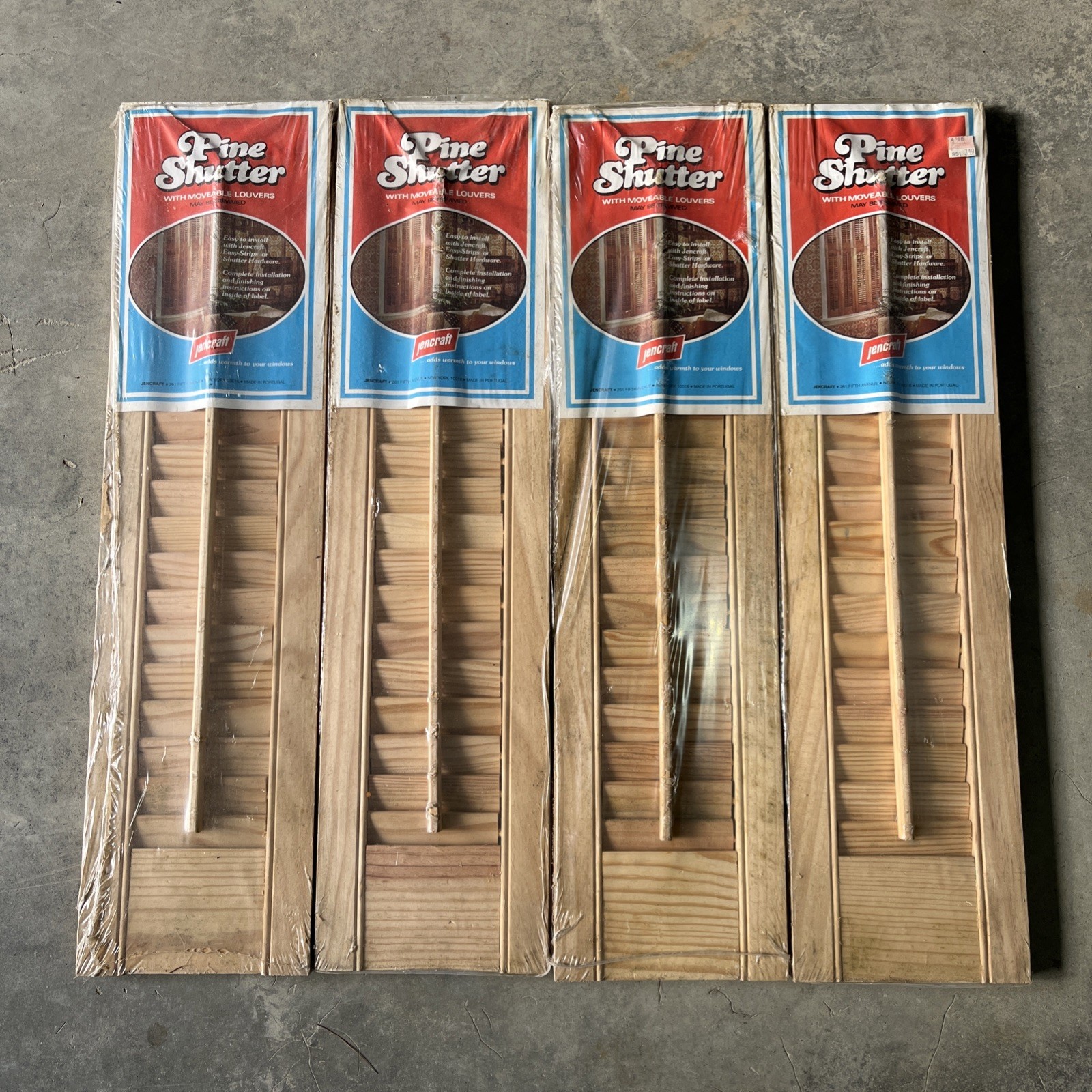 (4) Jencraft Wood Shutter Panels Movable Louver Unfinished Pine Slat 6″ x 24”